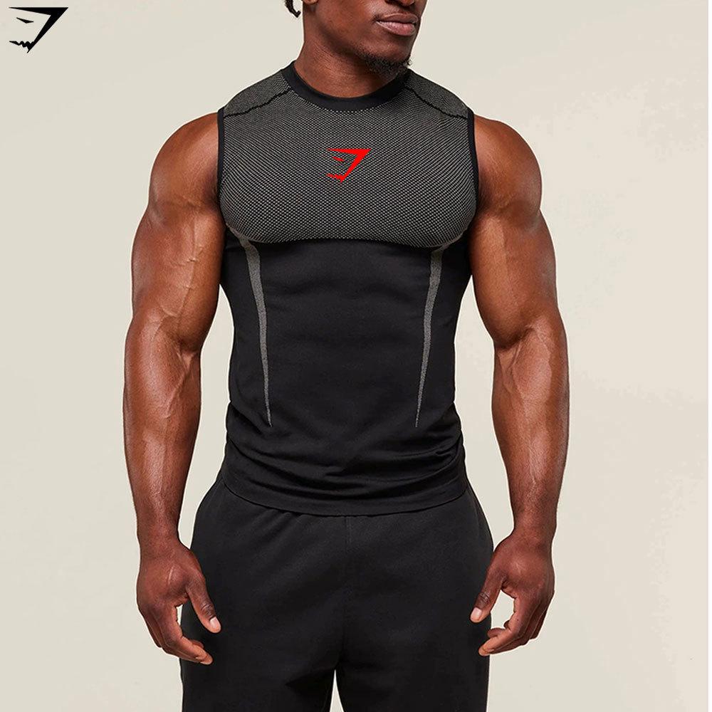 GYMSHARK Men's Breathable Tight-Fit Training Vest - Short Sleeve