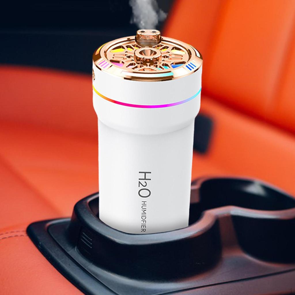 Difuzor de ulei esențial pentru mașină, umidificator, reîncărcabil USB, 300 ml cu lumini colorate