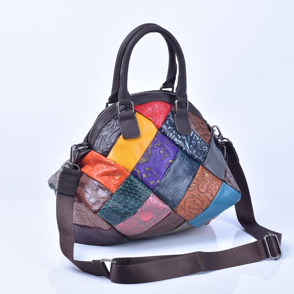Leather Women S Bag Retro Style Color Contrasting Soft Cowhide Shoulder Messenger Bag Women S Handbag