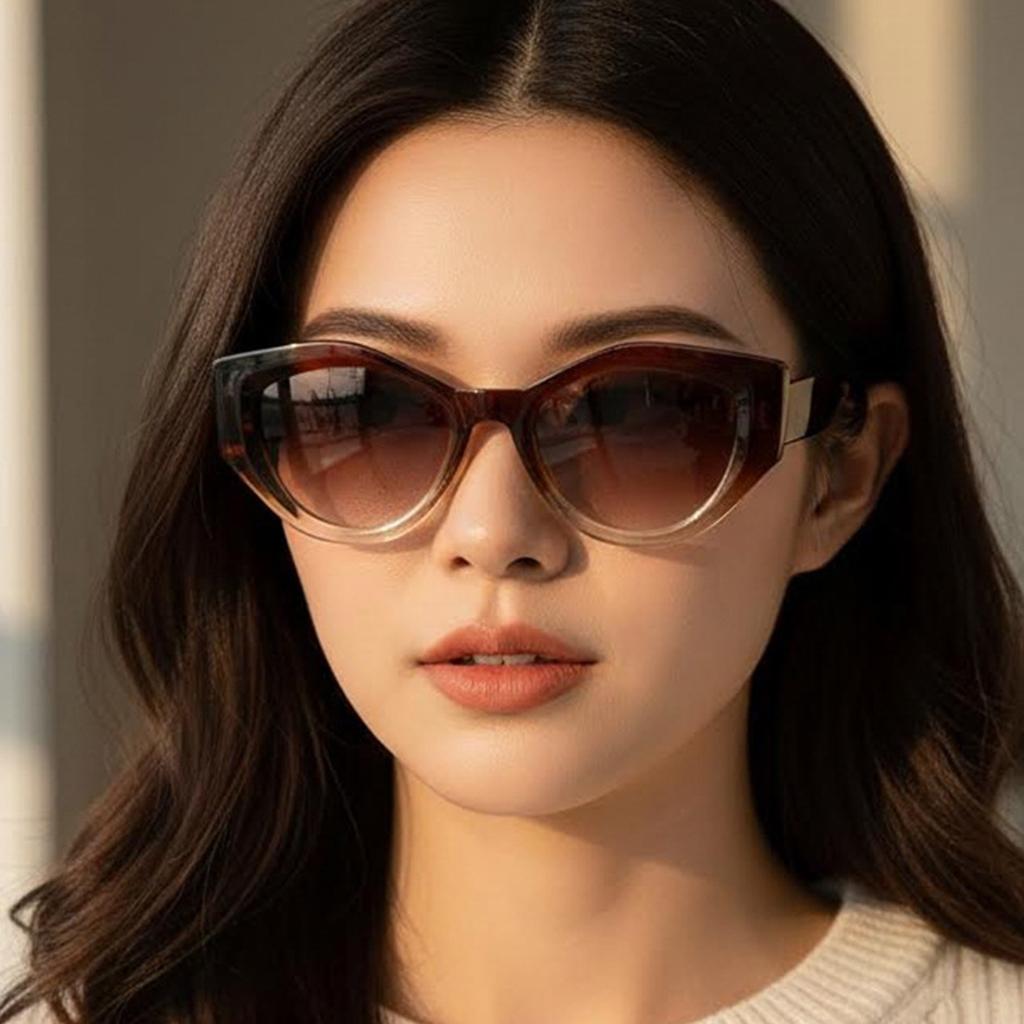 Retro Cat Eyes Sunglasses With Y2K Design For Outdoor UV Protect Plastic Frame