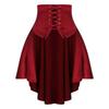 Women's Gothic Steampunk Satiny Pirate Skirt Front Lace Up Tiered Ruffled Hem Skirt Waist Belt Vintage Medieval