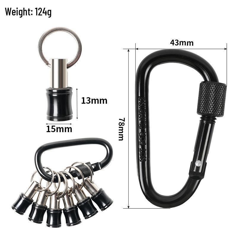 

6-Piece Colorful Keychain Extension Rod Set with Mountaineering Buckle and 1/4 Hex Drill Bit Storage.