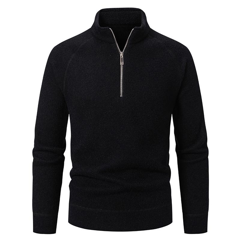 2025 Herbst Winter Herren Half-Zip Freizeitpullover Herren Einfarbig Stehkragen Pullover Männlich Strickpullover Herren Oberbekleidung