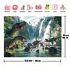 Prähistorische Dinosaurierfamilie Kulisse Dschungel-Wasserfall-Szene Hintergrundtuch für Kindergeburtstagsparty