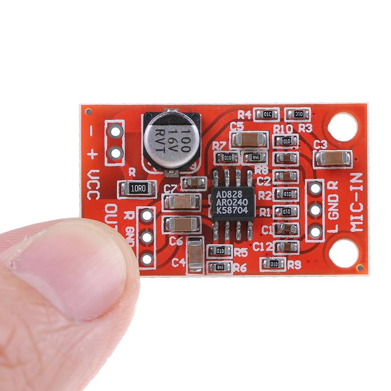 Ad828 Stereo Dynamic Microphone Preamplifier Board Mic Preamp Dc 3.7V-15V 12V