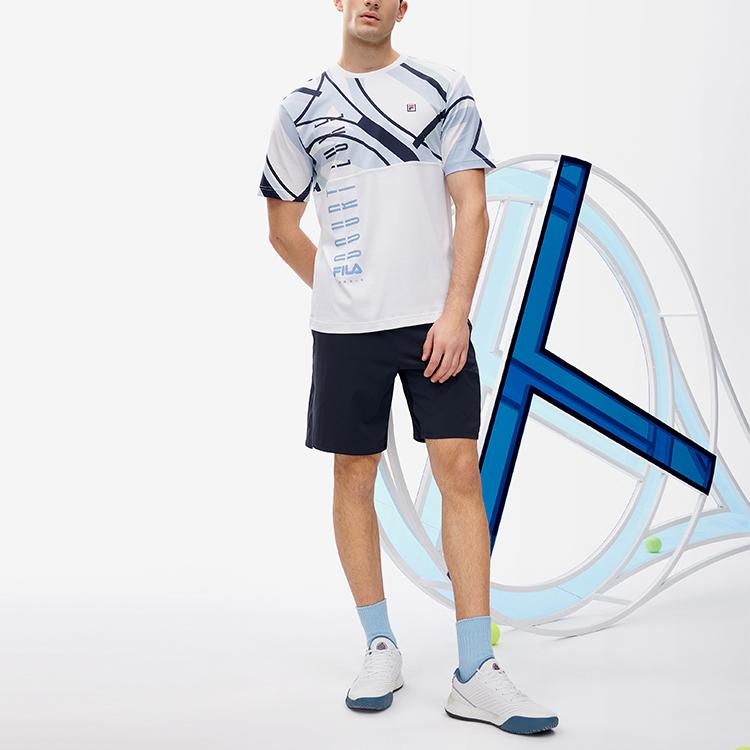 Fila Athletics Logo Letter Splicing Tennis Sports Casual Knitted Breathable Sweat-Absorbing Round Neck Short Sleeve T-Shirt Men Tops A11M223109FZA
