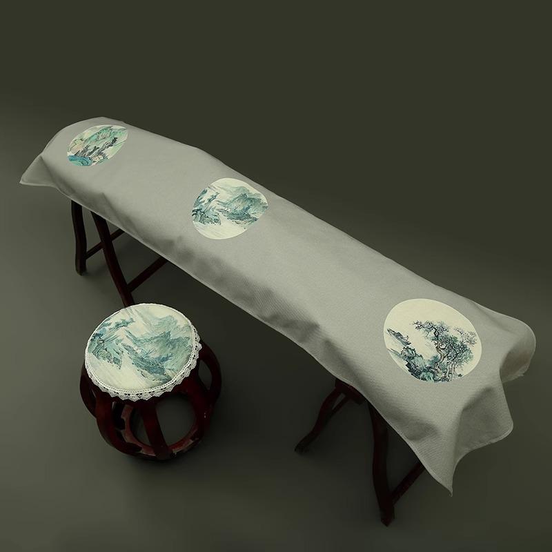 163-165cm Chinese Ancient Style Elegant Guzheng Cover Dust Cover Edge Classical Literary Piano Organ Keyboard Furniture Cover