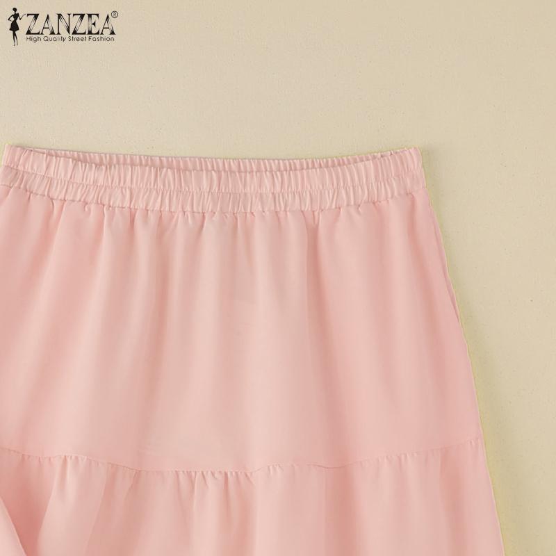 ZANZEA Dámské letní dvoudílné oblekové soupravy s krátkým rukávem a dlouhou sukní