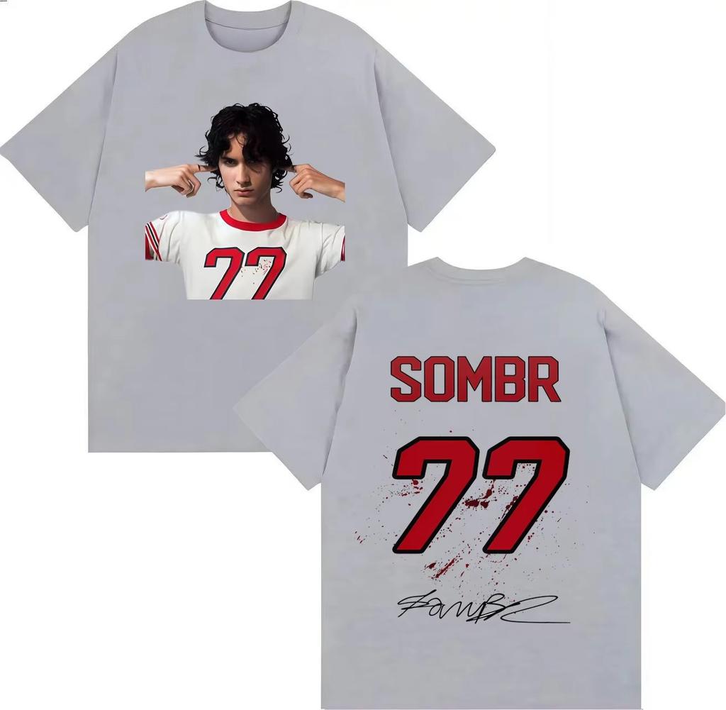 Sombr T-shirt Gotica Giovanile Romantica Estate 2026 Stampa Estiva Cotone Puro Top Casual Manica Corta