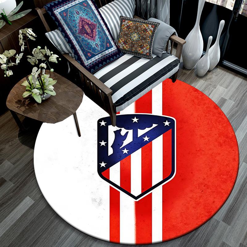 Club Atletico de Madrid2 Round Area Rug,Carpet Rug for Living Room Bedroom Sofa Playroom Decor,Non-slip Floor Mat