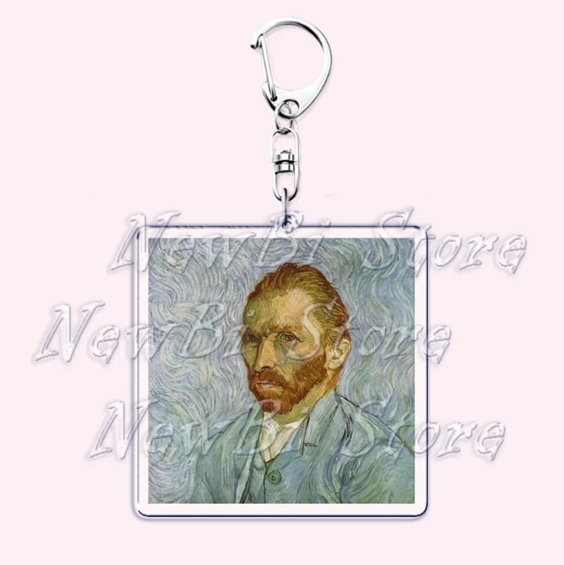 Hot Impressionism Art Keychain for Accessories Bag Van Gogh Monet Mona Lis Oil Painting Pendant Chain Ring Keyring Jewelry Gifts