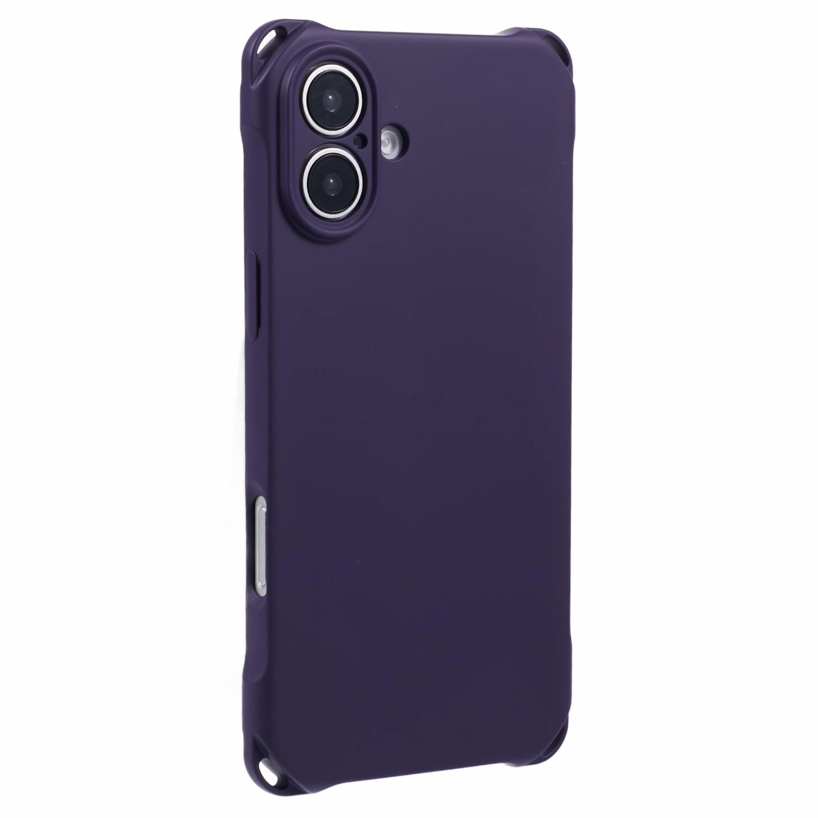 

For iPhone 16 Case Four Corners Fall Protection TPU Back Cover Dark Purple