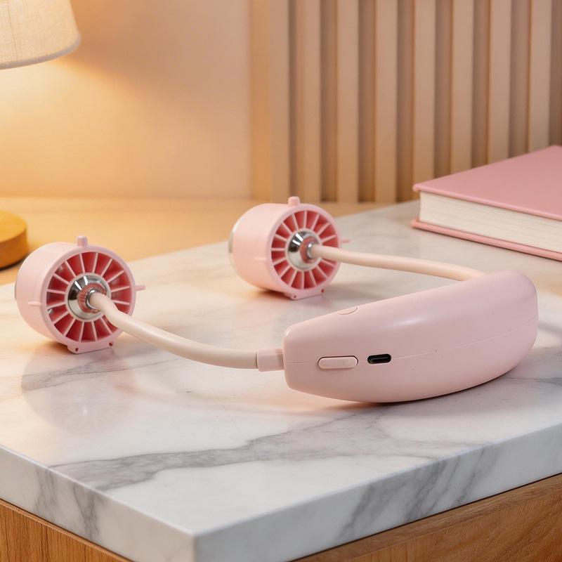 Modny mały wentylator montowany na szyi z wieloma ustawieniami prędkości, ładowanie przez USB, wentylator montowany na szyi dla leniwych, przenośny wentylator montowany na szyi