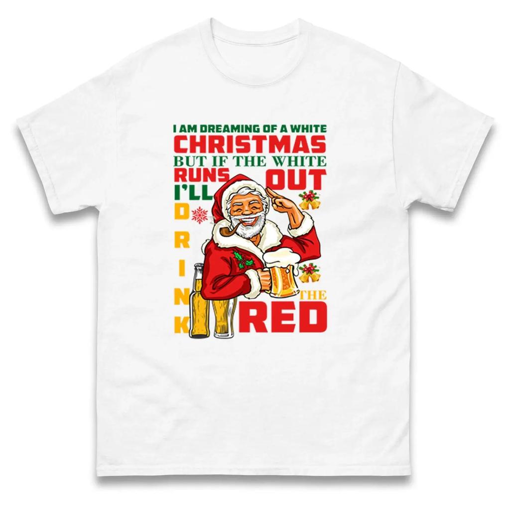 Christmas Runs Out Ill Drink Beer T Shirt Santa Claus Cheerful Tea vintage Washed Comfortable Casual fashion Stylish Soft