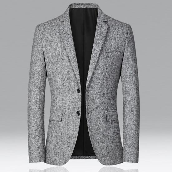 Blazer para Hombre Color Sólido Cruzado Otoño Invierno Dos Botones Bolsillos Abrigo de Traje para Boda