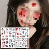 Halloween Makeup: Horror Scars, Fake Teeth, Little Tiger Teeth, and Blush Tattoo Stickers for Party Decoration