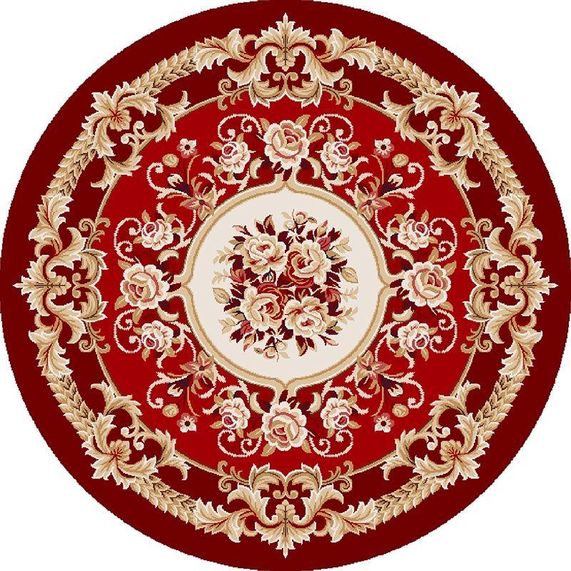 European Style Luxury Round Carpet Non-slip Flower Pattern Bed Room Computer Chair Mat Living Room Decoration Washable Rug