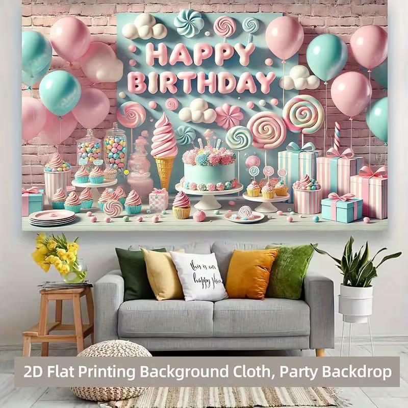 2D Pastel Sweet Dessert Kids Birthday Party Photography Backdrop