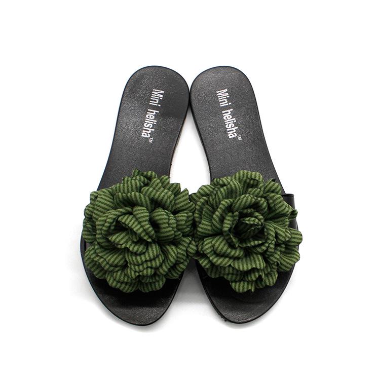 Yuzhihao Women s Summer Striped Floral Flat Heel Beach Flip-Flops Size 37