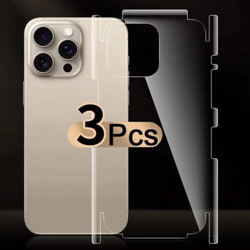 

3 комплекта защитных пленок-рамок из гидрогеля для задней панели iPhone 16 Pro 15 14 13 12 Pro Max Plus. Полное покрытие экрана. iPhone 17 Pro Max