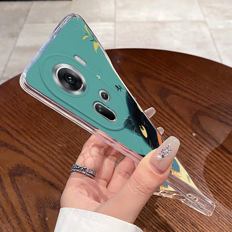 For Oppo Reno 11 5G Case Reno11 Pro 5G Capa Clear Silicone Shell For Reno10 Pro Plus Reno 10 Pro+ Soft TPU Cover Cute Cat Cases