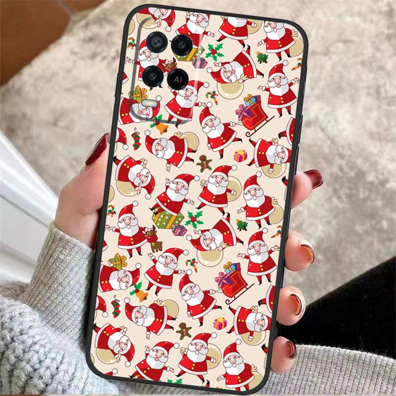 Christmas Santas Seamless Deer Case For Oppo A57 A17 A77 A40 A78 A54 A74 A94 A76 A16 A96 A18 A60 A80 A38 A58 A98 A15 A5 Pro