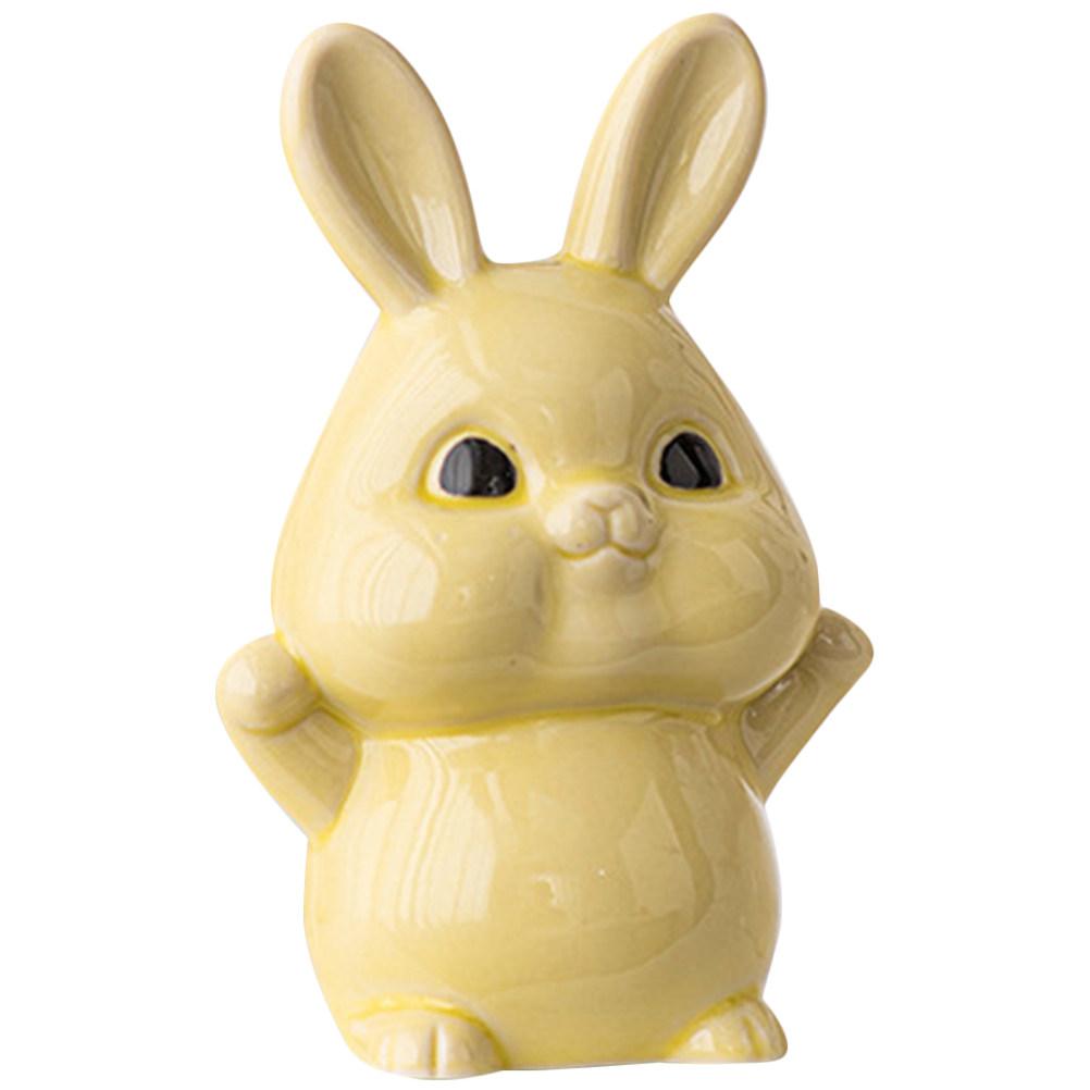 Ceramic Rabbit Decoration Cartoon Bunny Statue for Living Room Tabletop Cute Bunny Craft Home Decor Ornament Rabbit Figurines