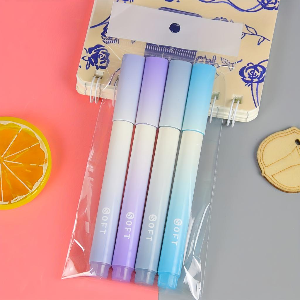 4pcs/bag, Gradual Color Changing Fluorescent Pen 12 Color Eye Protection Glitter Pen Key Marking Pen Creative Color Hand Ledger