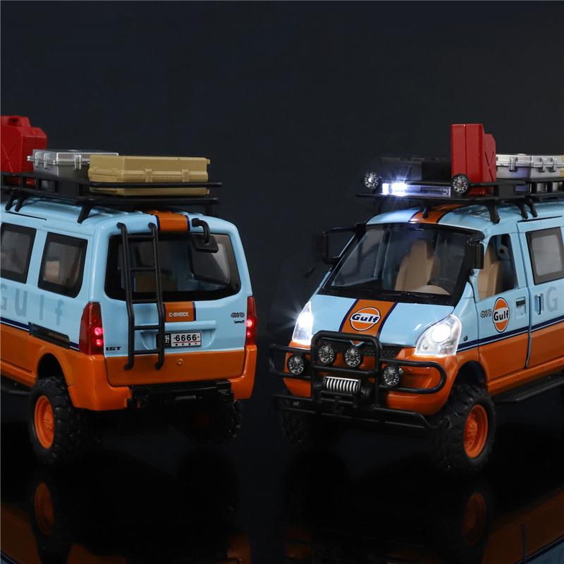 Wuling Offroad-Version LKW-Modell im Maßstab 1:24 aus Metallguss, modifiziertes Geländefahrzeug mit Sound und Licht, Geschenk für Kinder