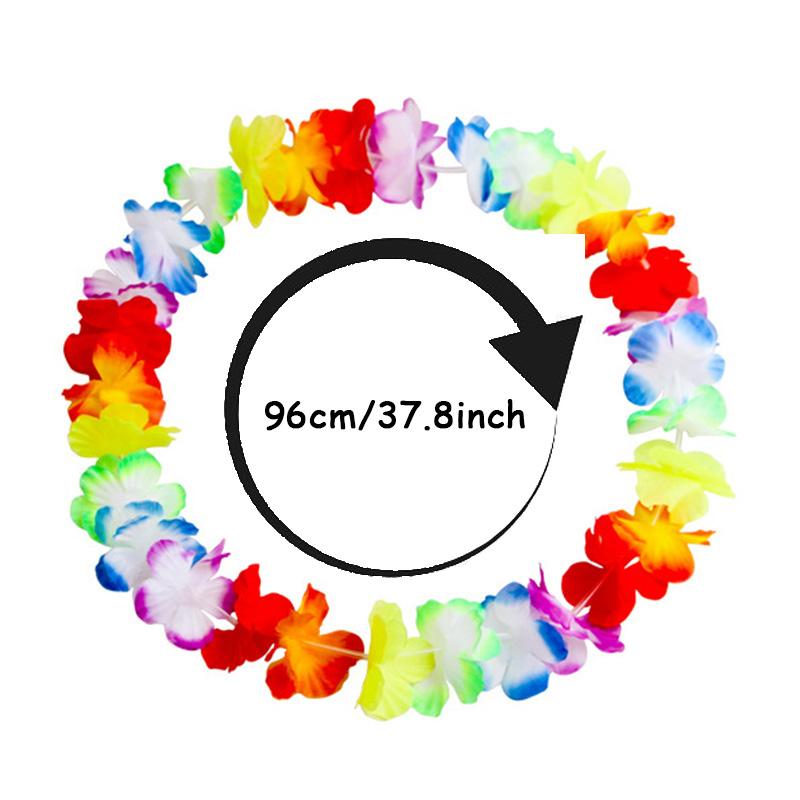 5/10pcs Tropical Hawaii Party Colorful Silk Leis Flower Wreath Necklace For Hawaii Beach Theme Party Decoration Supplies