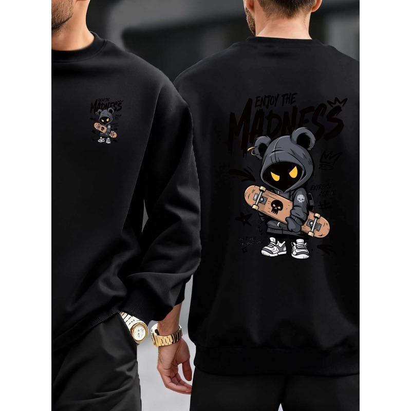 Skateboard Boy Print Men'S New Round Neck Sweatshirt Double-Sided Print Long Sleeve Versatile Top Loose Fashion Trendy Casual Sports Pullover Shirt
