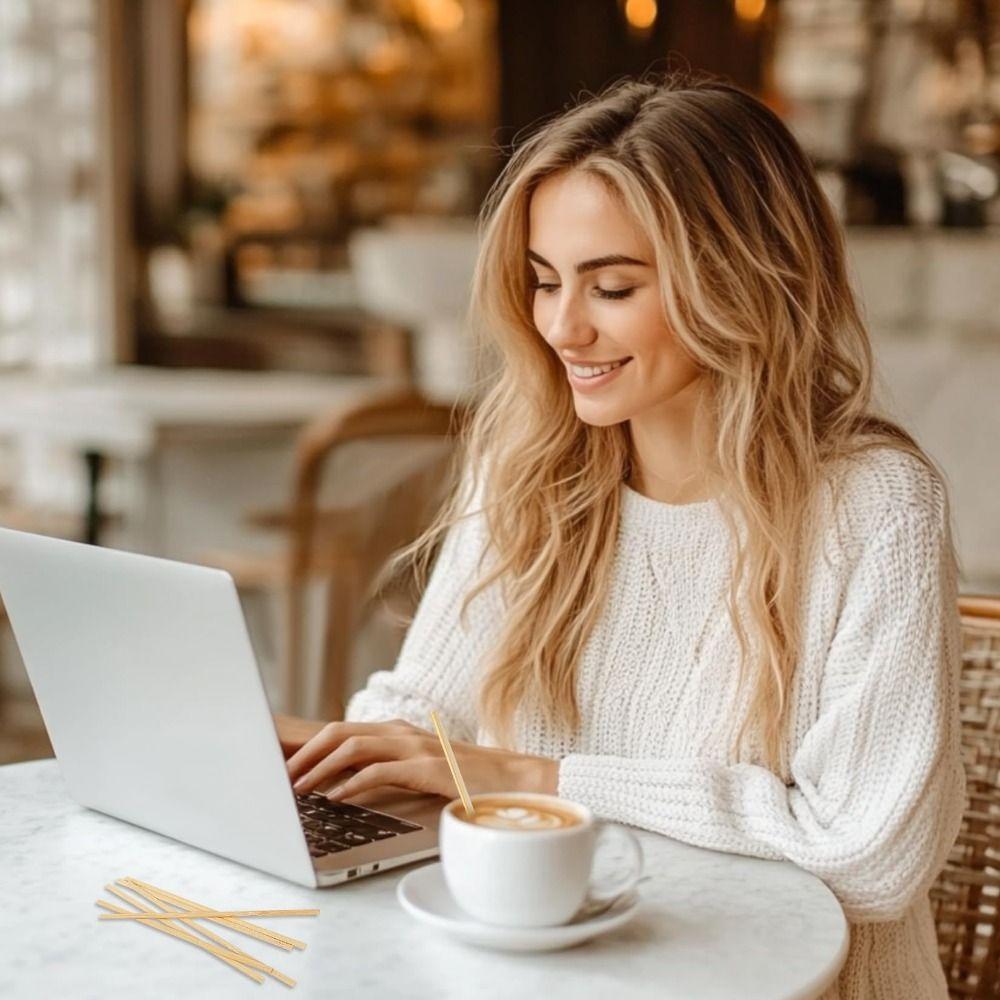 100Pcs Individually Wrapped Wood Blenders Eco-Friendly Stir Sticks Coffee Stirrers Hot Chocolate