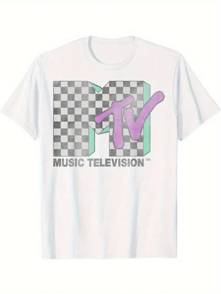 MTV Music Television Checkerboard Logo T-shirt