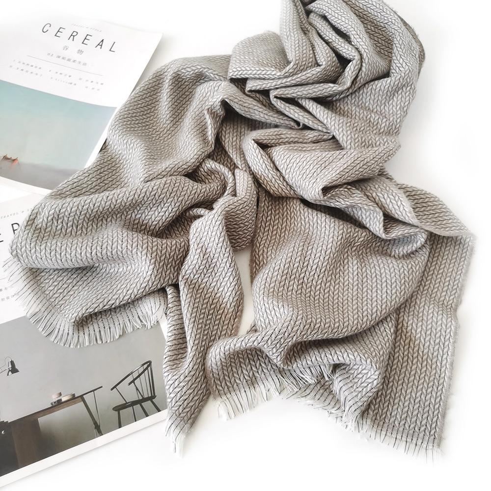 Winter Wool Scarf for Women Rice Fringe Pattern Modal Scarf for Men