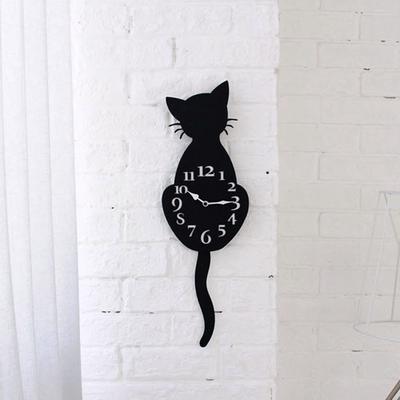 Creative Cartoon Cute Cat Wall Clock Home Decor Watch Way Tail Move  