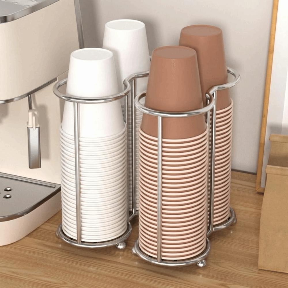 Multifunctional Disposables Cups Picker Stainless Steel Cup Storage Rack  Coffee Station