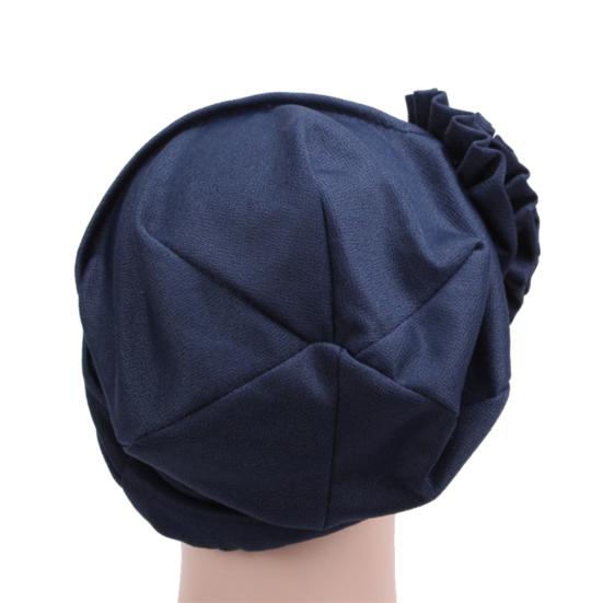 Turban Hat Stretchy Breathable Solid Color Women Side Flower Beanie Cap Headwear Hair Accessories