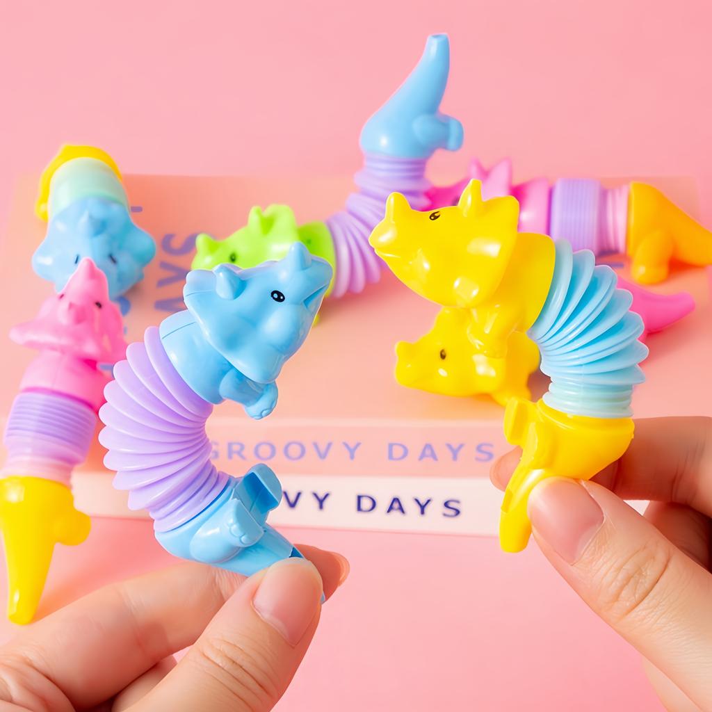 10/30 Stück DIY Farbe Dehnbarer Schlauch Dinosaurier Spielzeug Fidget Spielzeug Puzzle Stressabbau Spielzeug Autismus Sensorisch Quetsch-Geschenk für Jungen und Mädchen
