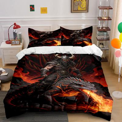 Viking Warrior with Dragon. Bedding Sets Duvet Cover Sets Duvet Covers Pillowcases(1 * Duvet Cover 2 * Pillowcases, Without Duvet Insert)