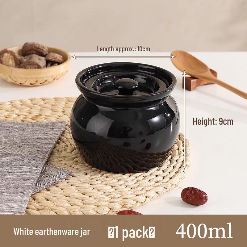 Oală ceramică pentru tocat cu capac – Vas pentru supă cu cuib de pasăre, porție unică, gătită la aburi