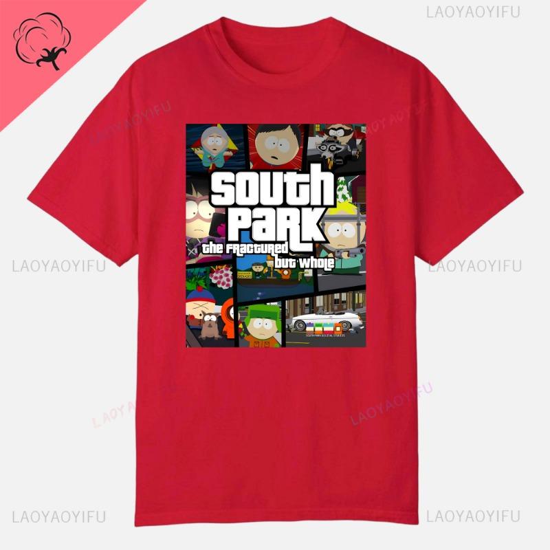 S-South Park Vlastní oblečení Vtipná trička s potiskem Bavlněná trička s krátkým rukávem Jednobarevná trička Oblečení Pánské Streetwear Grafické tričko