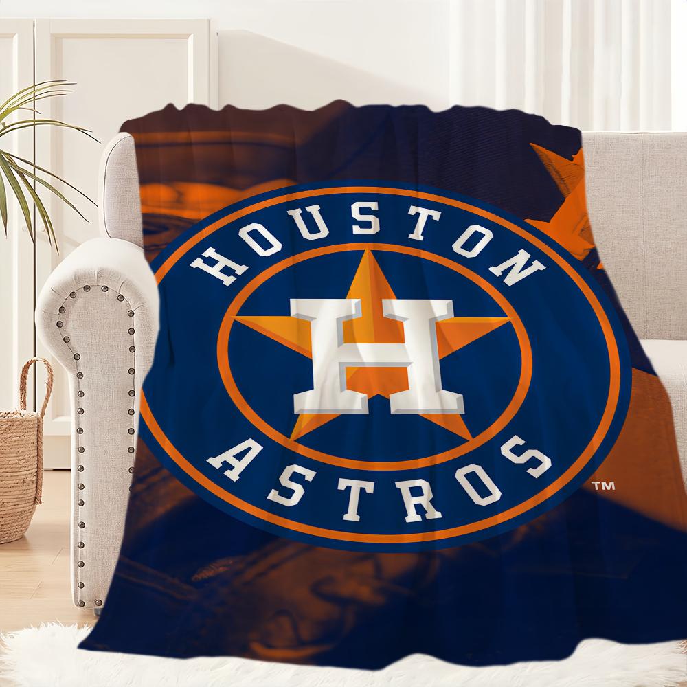 Sport Team Baseball Blanket Plush Nap Sofa Rug A-Astros-ES for Living Room Warm Office Bedroom Birthday Home Travel Kid Gifts