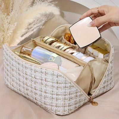 Grote Capaciteit Cosmetische Reistas Elegante Ruitjespatroon Make-up Tassen