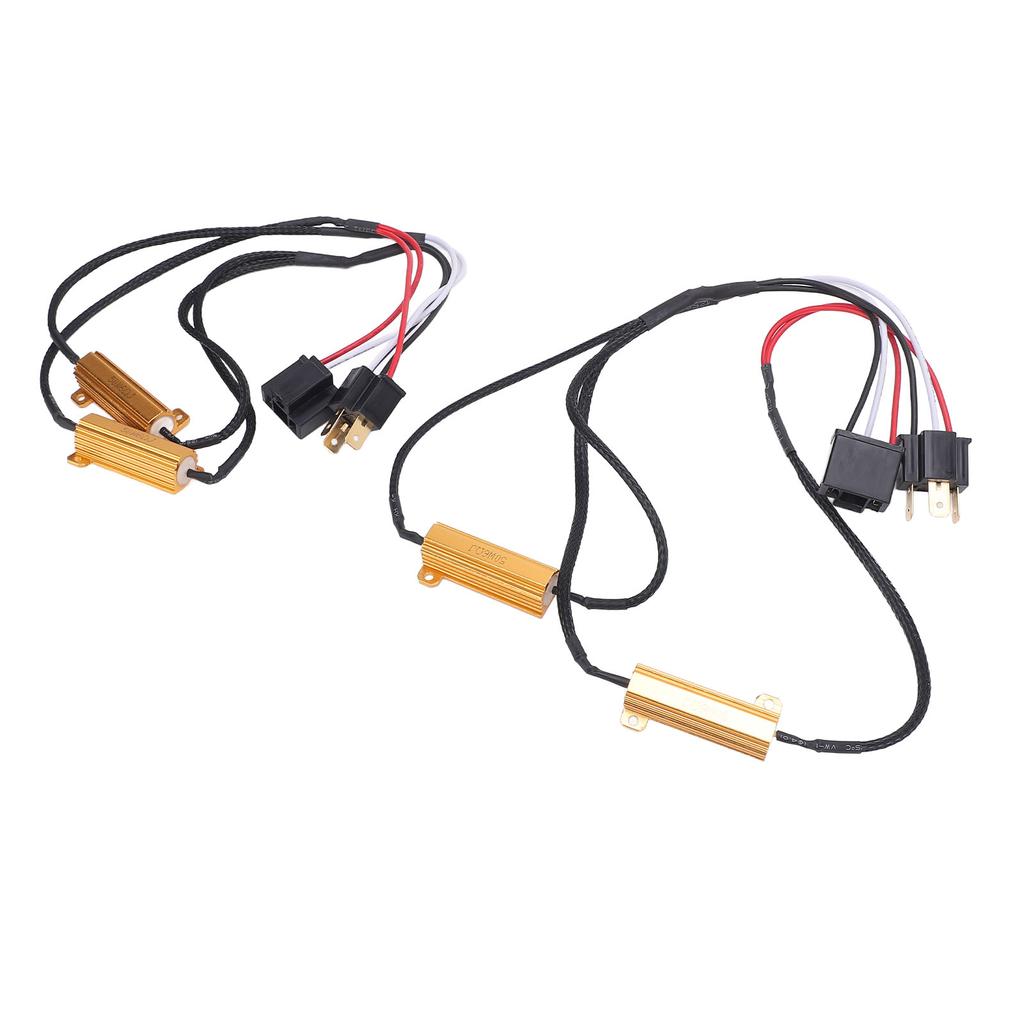 Pair of LED Load Resistor 50W 6ohm H4 9003 Anti Flickering LED Decoder Relay Harness Adapter for Turn Signal Daytime