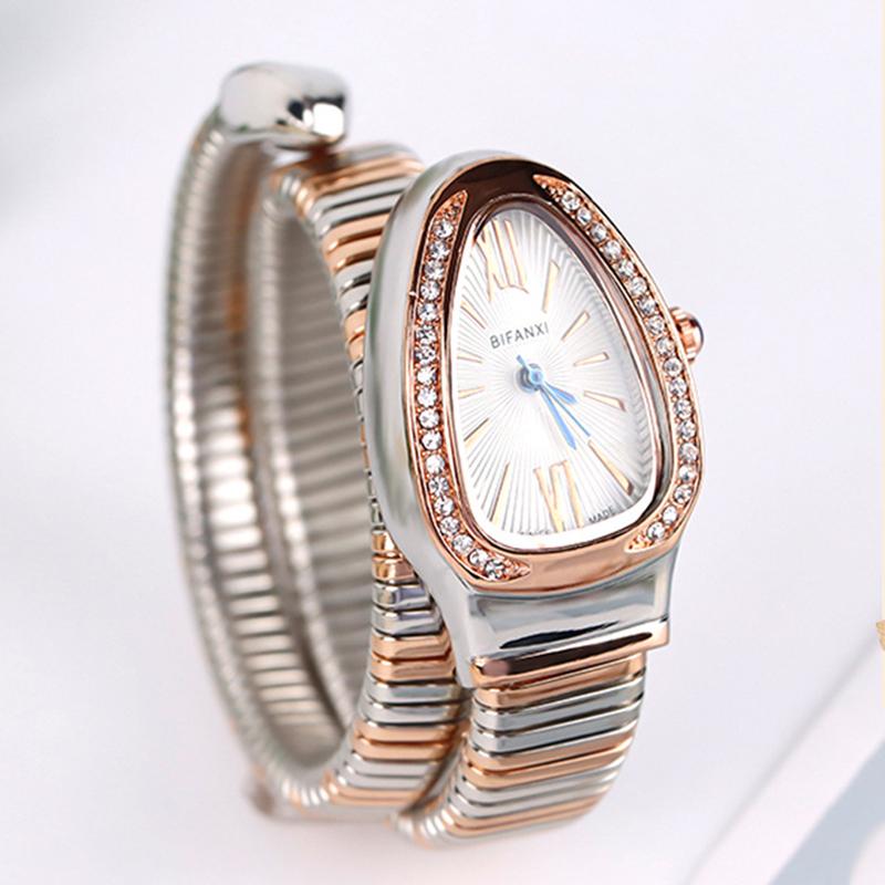 Women Quartz Watch Luxury Diamond Vintage Roman Numerals Gold Case Bangle Bracelet Orologio Watches Ladies Wristwatch
