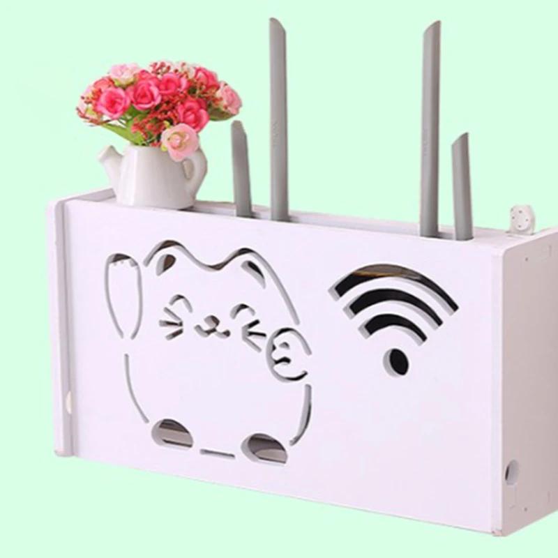 Wall Mounted Storage Boxes No Drill Cable Router Storage Boxes Shelf Wall Hangings Bracket Cable Organizer Wire Storage Boxes