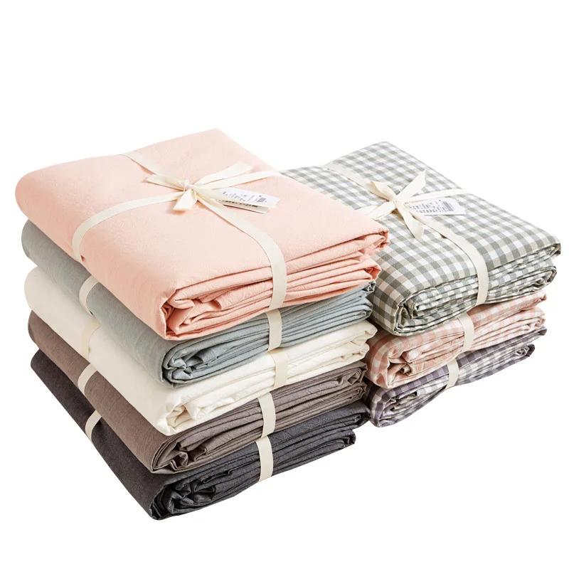 Cotton washed quilt cover single solid color quilt cover simple student single double bed linen