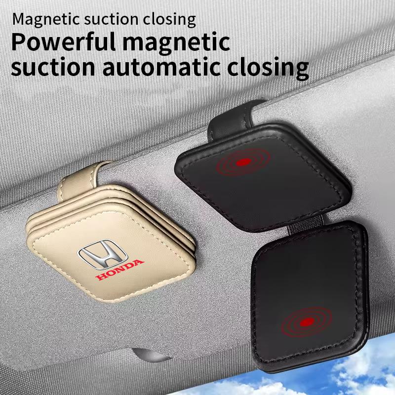 Car Sunglasses Holder Leather Eyeglasses Hanger Sun Visor Glasses for Honda Fit Civic Accord 7 8 9 10 Pilot City Jazz CRV HRV