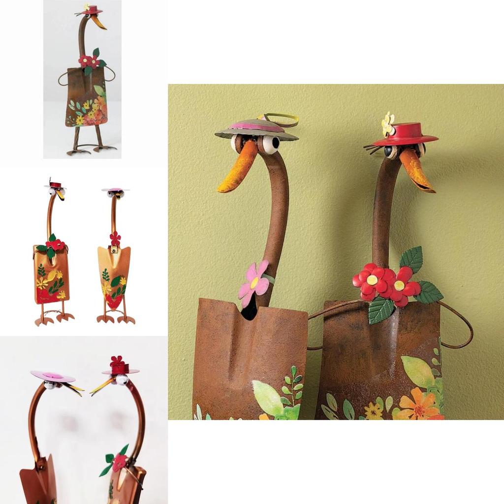 Outdoor Art Piece With Cute Duck Figurine For Yard And Patio Decoration