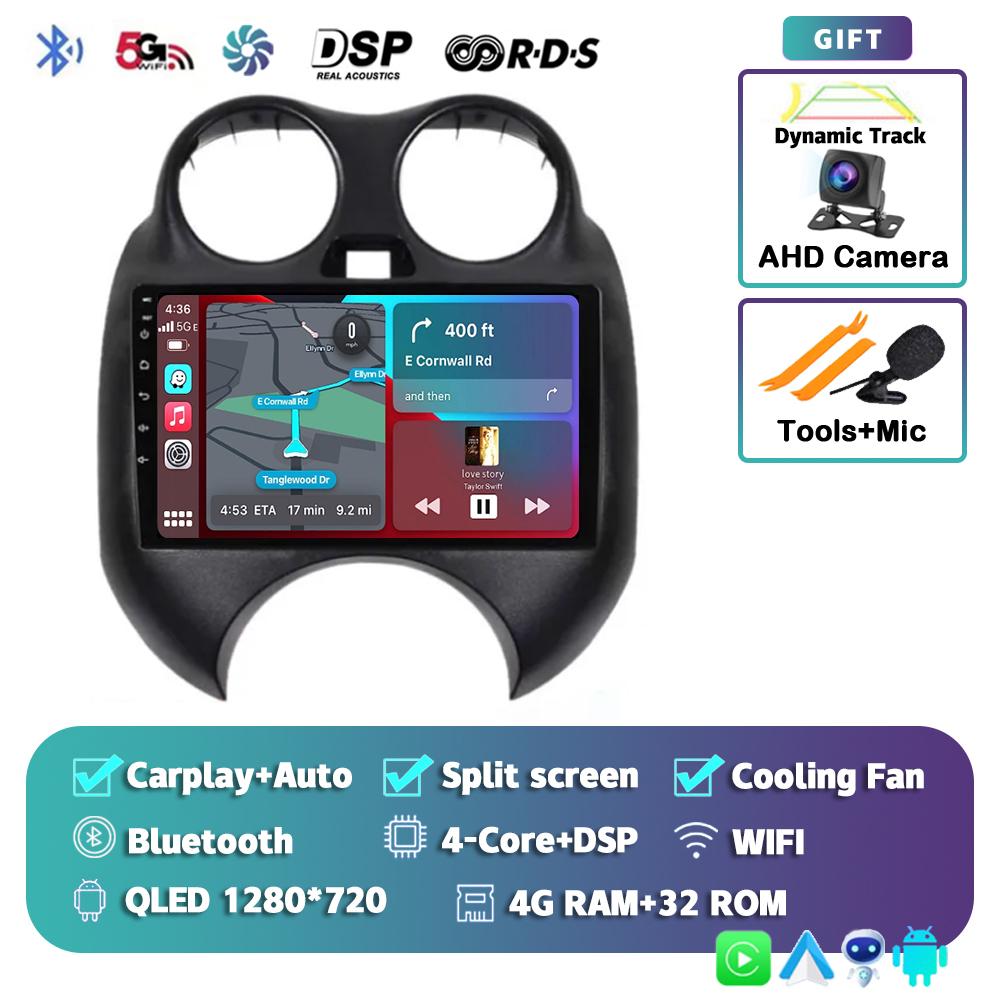 Android 14 Carplay Auto WIFI+4G For Nissan March K13 2010-2013 Car Radio Multimedia Video Player Stereo GPS 2DIN Head Unit DSP